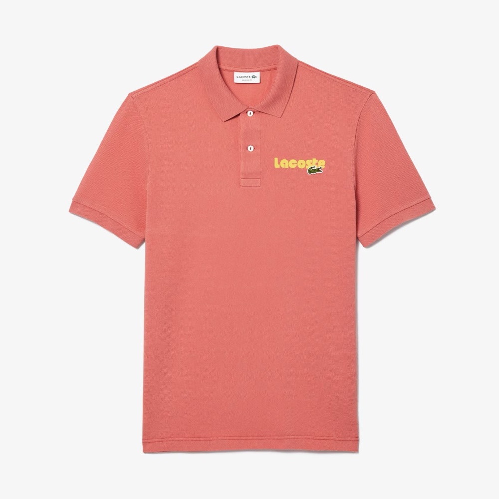 Lacoste Men's Regular Fit Name Print Washed Polo Shirt